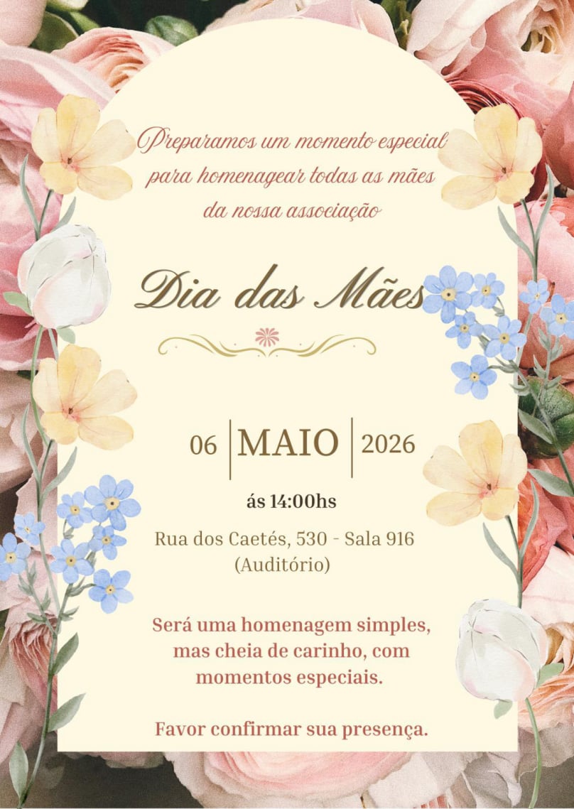 Convite dia das Mães 2026